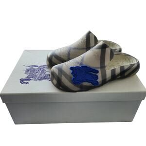 Authentic Burberry New Stingray Check Slide Sandals 36 Unisex Luxury Beach